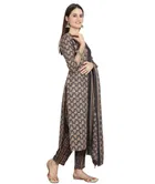Cotton Printed Kurti with Bottom & Dupatta Set for Women 