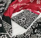 Cotton Printed Unstitched Suit Fabric (Red & Black, 2.4 m)