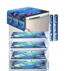 Knit Printed Fridge 4 Pcs Mat with 2 Pcs Handle & Top Cover 