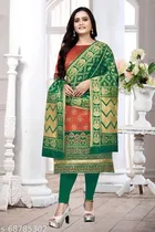 Banarasi Silk Printed Kurti with Dupatta for Women 