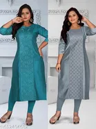 Solid Embroidered Chanderi Cotton Kurti for Women, Pack of 2 