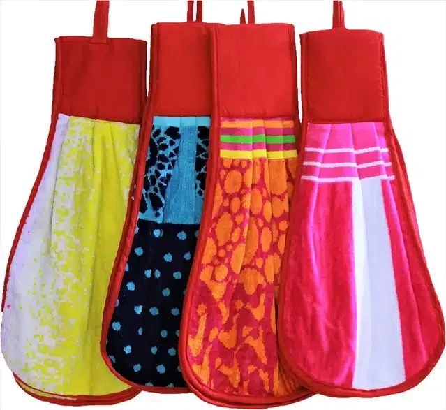 Cotton Hanging Hand Towel (Multicolor, Pack of 4)