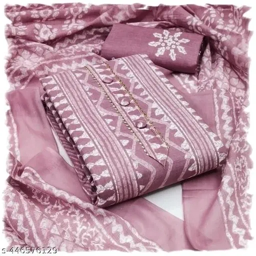 Cotton Unstitched Suits for Women (Purple, Free Size)