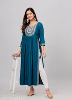 Rayon Kurti for Women, Teal 