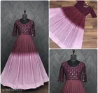 Embroidered A-line Ankle Length Georgette Kurti for Women 