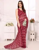 Georgette Printed Saree for Women, Maroon 