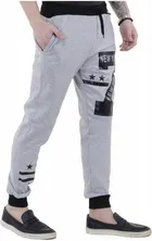Fleece Printed Trcak Paint For Men, Grey 