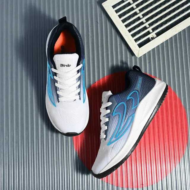 Sports Shoes for Men (White & Blue, 8)