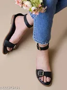 Shoetopia Girls Flat Sandals - Black Size 4.0