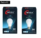 Wega 9 W Standard B22 LED Bulb, Cool White, Pack of 2