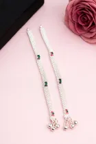 Silver Plated Anklets for Women, Silver (Set of 1)