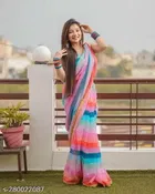 Georgette Colorblocked Saree for Women 