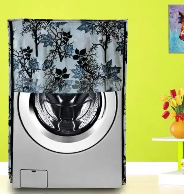 Knit Printed Front Load Washing Machine Cover (Black)