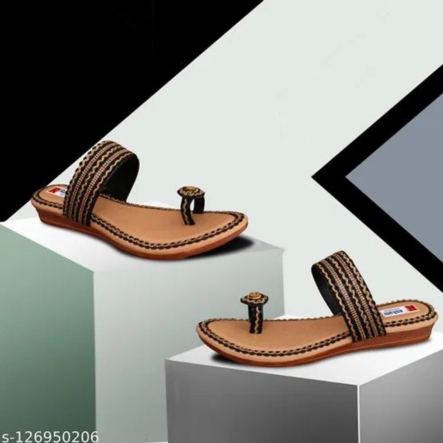 Flats for Women (Black & Beige, 6)