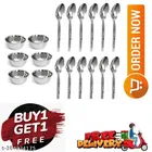 Stainless Steel 6 Pcs Bowls with 12 Pcs Spoon 
