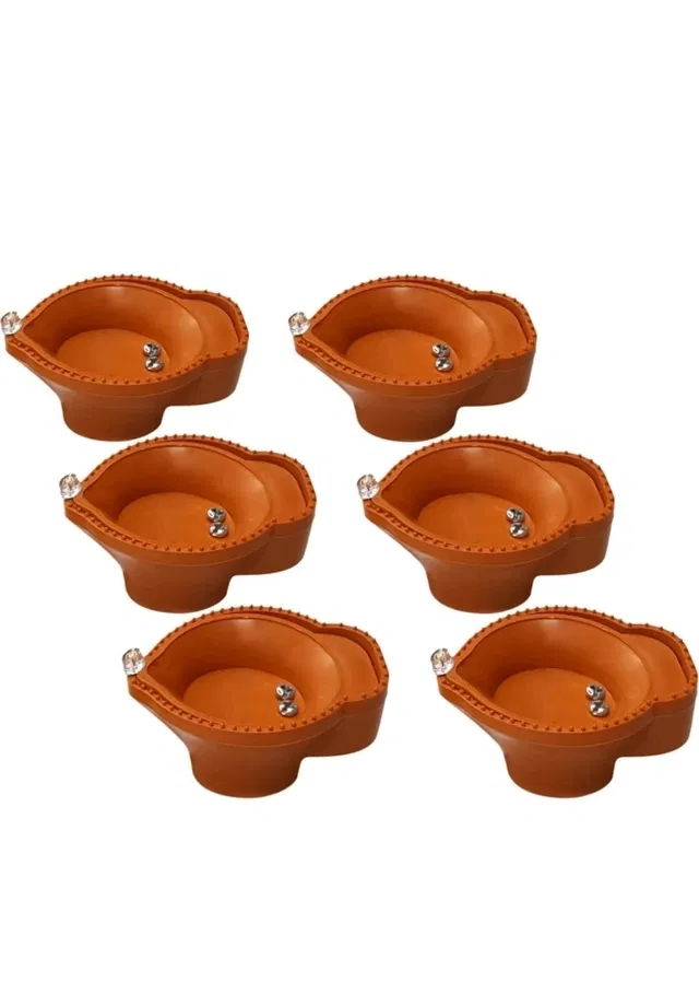 Plastic Water Sensor LED Diyas (Brown, Pack of 6)