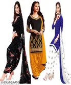Crepe Printed Unstitched Suits for Women, Pack of 3 