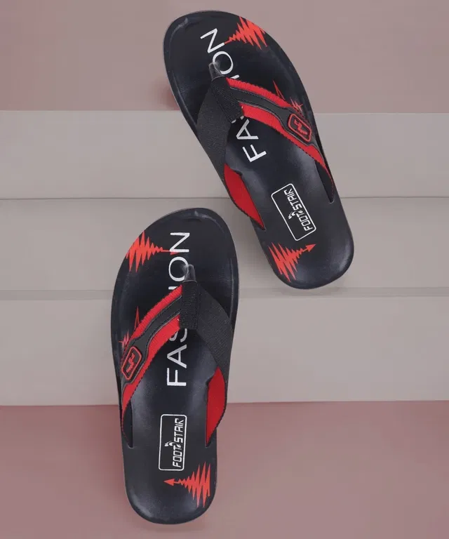 Slippers for Men (Red & Black, 10)