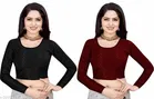 Lycra Ready Made Blouse for Women, Maroon & Black, Pack of 2 