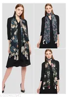 Poly Chiffon Printed Scarves for Women, Multicolor, Pack of 3