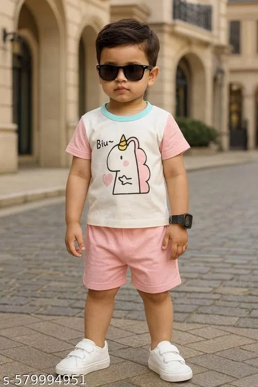 Hosiery Cotton Printed Clothing Set for Kids, Multicolor (0-3 Months)