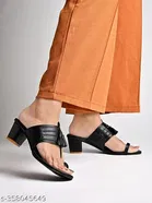 Shoetopia Black Block Heel Open Toe Sandals 