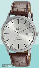 Titan 1584 SL03R Analog Watch for Men (Silver & Brown)