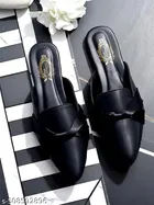 Pointed Toe Solid Synthetic Mules for Women 