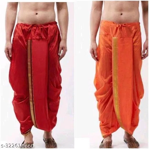 Pack of 2 Dhotis for Men (Multicolor, Free Size)