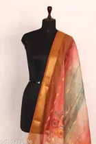 Art Silk Printed Dupatta for Women & Girls, Orange 