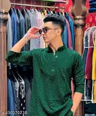 Embroidered Mandarin Neck Kurta for Men 