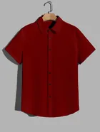 Popcorn Half Sleeves Shirt for Boys (Maroon, 8-9 Years)