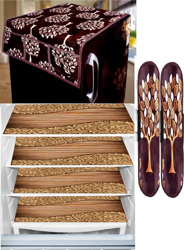 Knit 7 Pcs Fridge Cover Set (Multicolor, Set of 1)