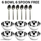Stainless Steel 6 Pcs Bowls with 6 Pcs Spoon 
