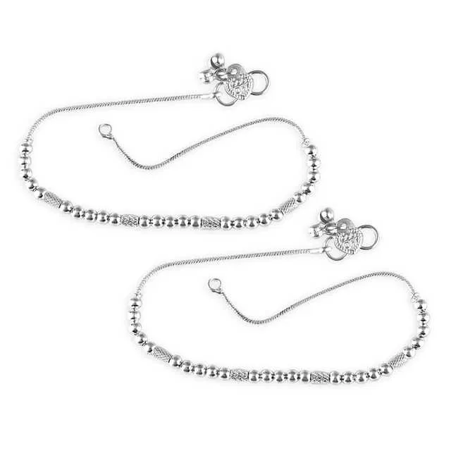 Traditional Brass Women Anklets (Silver) (VFJ-101)