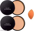 Face Compact Powder with Makeup Blender, Multicolor, Set of 2