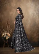 Art Silk Printed Saree for Women, Black 