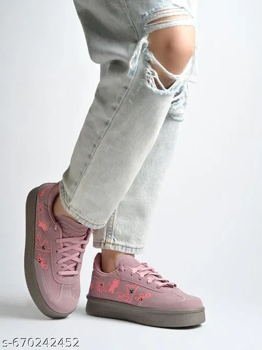 Printed Synthetic Slip-on Sneakers (Peach, IND-3)