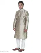Dupion Silk Solid Kurta with Pyjama for Men 