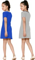 Graphic Print Cotton Blend Shift Dress for Girls, Pack of 2 