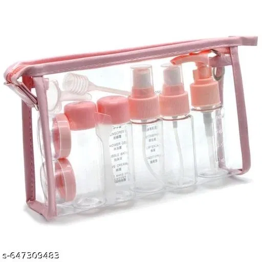 Travel Bottles for Toiletries (6pcs) - Refillable Empty Mini Containers with Pouch (Random Colors) - Travelling Accessories & Essentials Kit Set for Shampoo, Cosmetics, and More