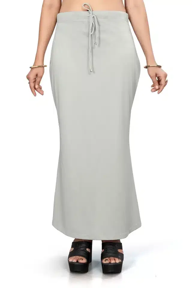 Lycra Solid Saree Petticoat for Women (Light Grey, XXL)