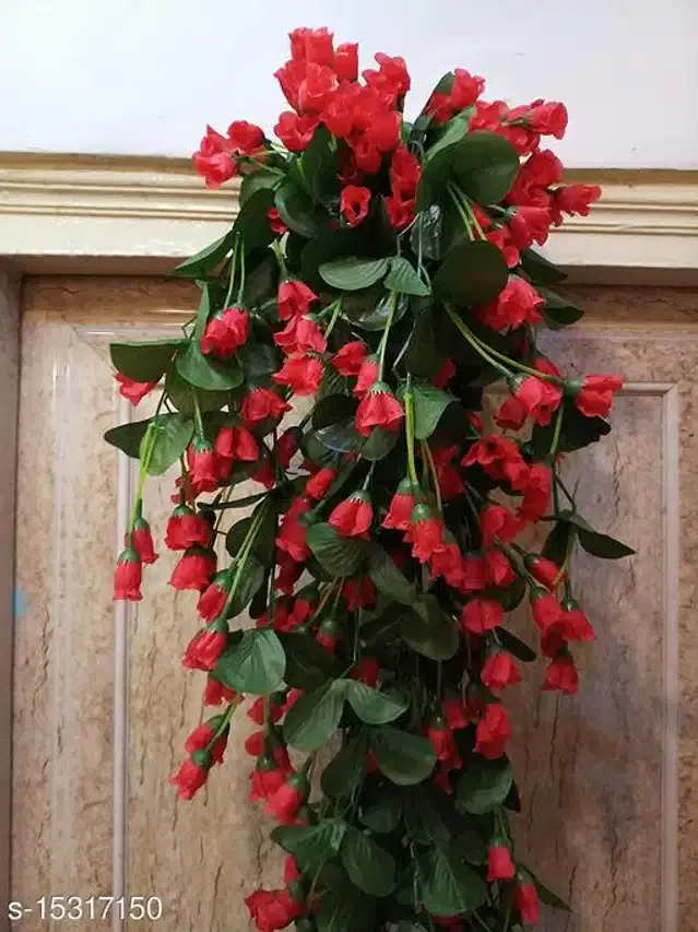 Polyester Artificial Hanging Flower Garlands (Red & Green)