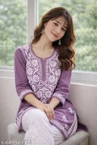Chikankari Embroidery Short Kurti for Women 