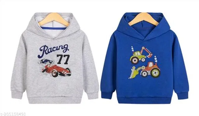 Cotton Blend Hoodie for Boys (Multicolor, 2-3 Years) (Pack of 2)