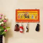 Jaipurcrafts Wooden Rajasthani Art Work 6 Hook Hanging Key Holder - Brown