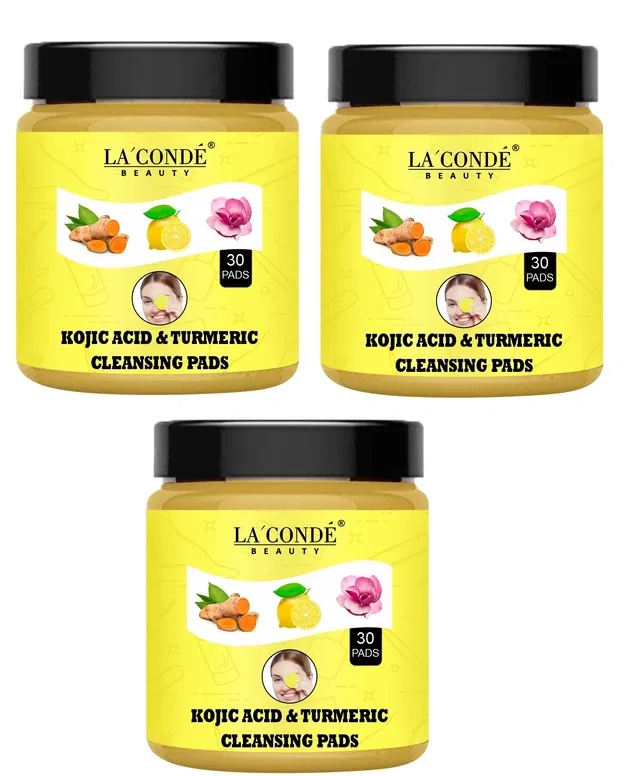 Laconde 30 Pcs Kojic Acid & Turmeric Cleansing Pads (Pack of 3)