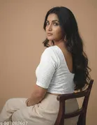 Lycra Ready Made Blouse for Women, White 