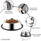 Round Shaped Double Bowl Food & Water Feeder 2-in-1 Bowl Steelness Steel Pet Bow ,200ml ,