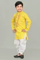Cotton Embroidered Kurta with Patiyala Set for Boys 